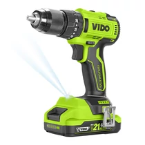 WD040210210 VIDO akkumulátoros, szénkefe nélküli ütvefúró 21V,  500/1850 RPM, 8400/31000 RPM, 2 db akkumulátor 2ah + 1 db töltő