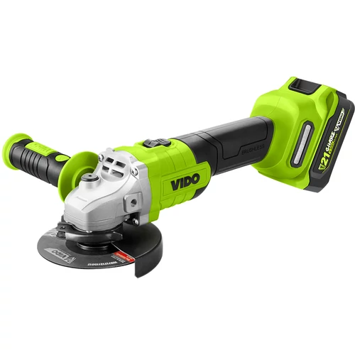 WD040540210 VIDO akkumulátoros, szénkefe nélküli sarokcsiszoló 21V, 8000 RPM, 2 db akkumlátor 4ah + 1 db töltő